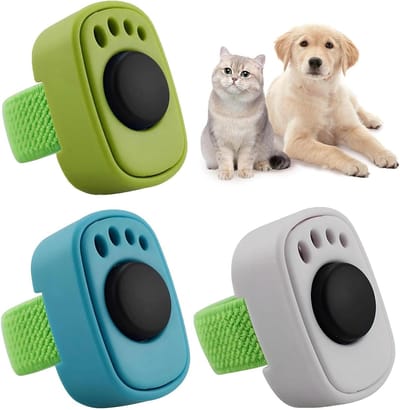 Hondentraining Clicker - Vingerring Clicker - Gedrag Trainen - Duidelijk Klikgeluid - 3 Stuks - Groen Grijs Blauw