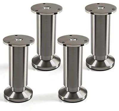 Verstelbare meubelvoeten 4 stuks, geborsteld RVS-look, belastbaar tot 250 kg, hoogte 120 mm