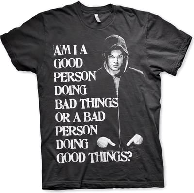 Dexter Heren Tshirt -S- Bad Person Doing Good Things Zwart
