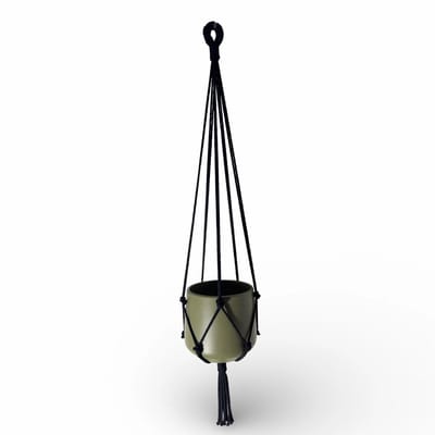 Plantenhanger 'Original' - Kies kleur en lengte - Zwart - 100 cm lang - Katoenkoord - Geschikt voor Pot met Diameter t/m 20 cm - Handgemaakt in ons Macramé Atelier - Prijs per Stuk - Let op: Exclusief Pot - Inclusief Verzendkosten