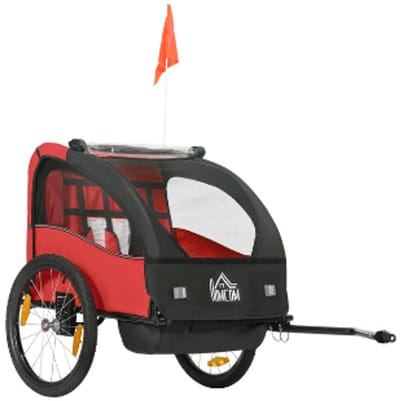 Fietsaanhanger-Fietskar voor kinderen-Fietsanhanger voor twee-maximale draagvermogen van 40 kg-(ROOD).