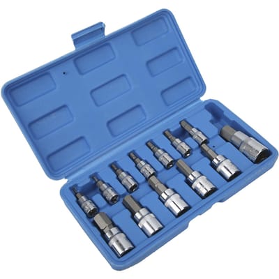 Vierkant Dopsleutel Zeskant Bit Dopsleutelset 14in 38in 12in Auto Onderhoud Reparatie met Gereedschapskist gray