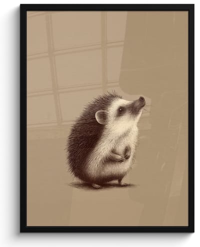 Poster in lijst - Fotolijst 60x80 cm - Posters - Egel - Snuitje - Bruin - Stekels - Posterlijst zwart - Decoratie - Wanddecoratie woonkamer - Muurdecoratie slaapkamer
