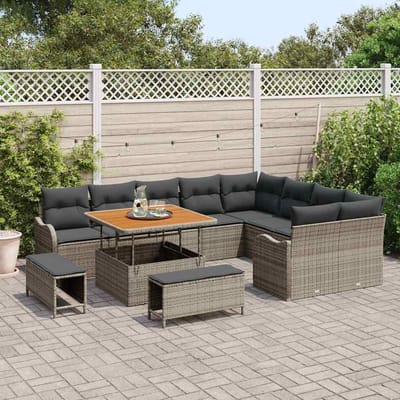 vidaXL - Tuinbank - Set - 12 - st - 11-Aantal - zitplaatsen - Grijs