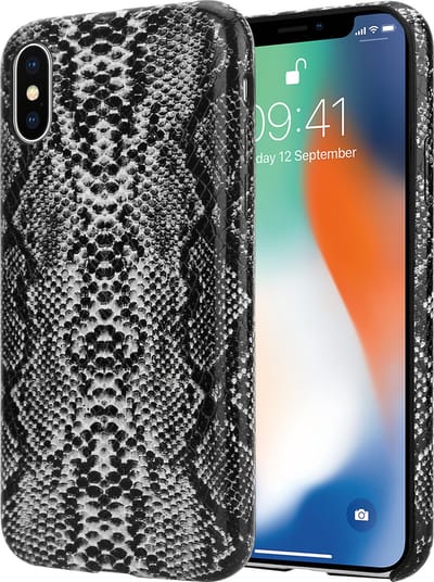 ShieldCase Slangenleer hoesje geschikt voor Apple iPhone X / Xs case - slangenprint - Stijlvol design - zwart-wit