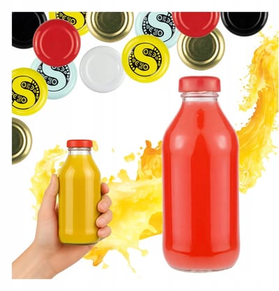 Bimberek SOCZEK Serie - Glazen Fles voor Sap - 330ml - Schroefdop met Fijne Draad - Diverse Kleuren