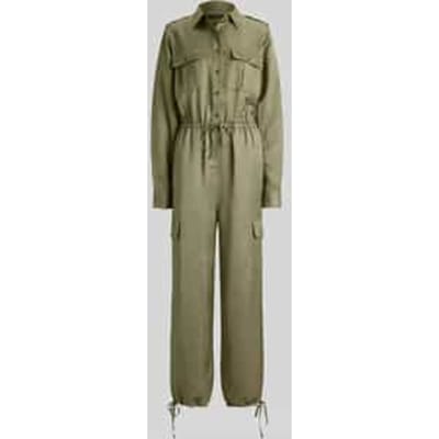 relaxed fit jumpsuit van mix van viscose en linnen