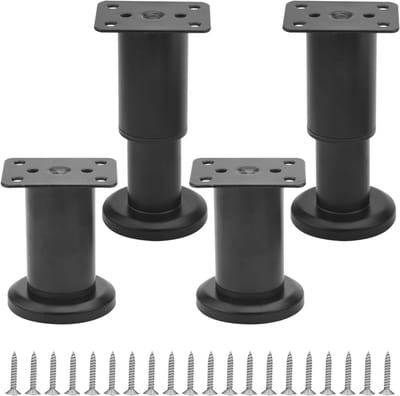 Verstelbare Meubelpoten van Metaal - 4 Stuks - Zwarte Poten voor Sofa, Bed en Kast - Hoogte 75 + 35 mm