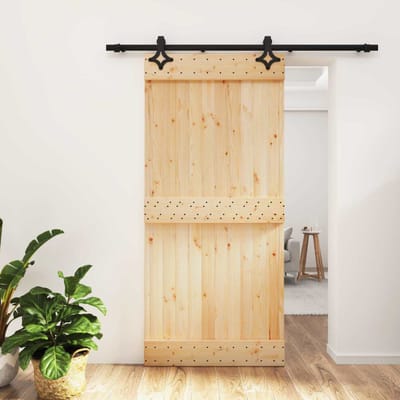 vidaXL - Schuifdeur - 95 - x - 210 - cm - Massief - Pine - Hout - (Onbehandeld)