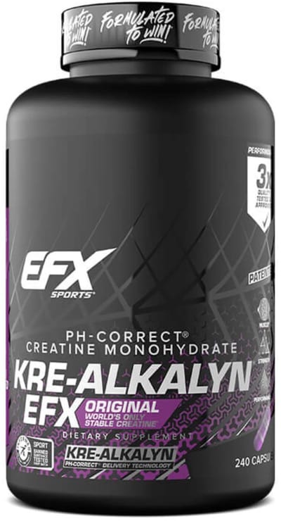 EFX Sports - Kre-Alkalyn – pH Gebufferde Creatine Capsules 1500 mg – Supplement voor Spieropbouw, Kracht & Uithoudingsvermogen – 120 Capsules