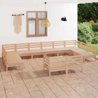 vidaXL - 12-delige - Loungeset - massief - grenenhout