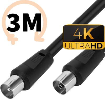 Digitale TV Kabel - 3 Meter - Geschikt voor Ziggo TV - 4K Ultra HD Coaxkabel - 4G Proof Antennekabel - Coax Kabel - Coax Antennekabel - IEC Male to Female