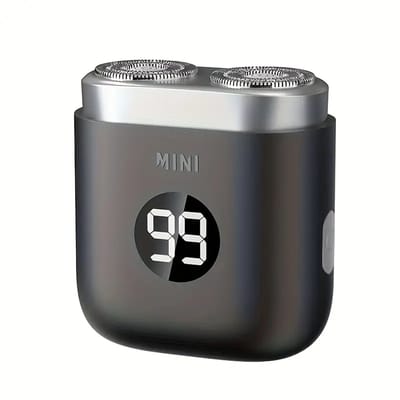 Digitale 2-Blade Scheerapparaat - Usb Oplaadbare 2-Kop Mini Body Shaver + Precisie/Baardtrimmer - Lichtgewicht en Comfortabel - Perfecte Lichaamshaar Verzorging voor Dames en Heren - Digitale Batterij Indicator - Kleur: Grijs