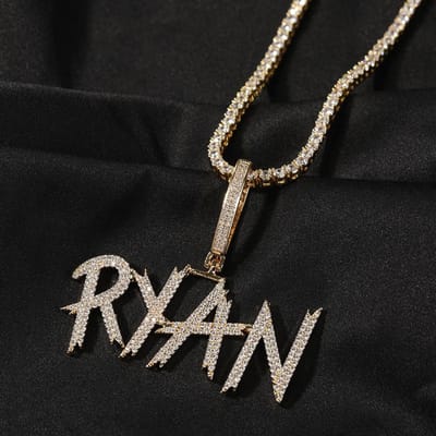 Gepersonaliseerde Naam Kettingen Voor Vrouwen Iced Out Cz Cursieve Letters Aaa Kubieke Zirconia Naam Hanger Handgemaakte Mode Sieraden black