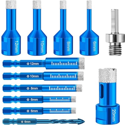 Diamantboor Tegelset - Boorset Tegels Glas - Nauwkeurig Boren - Vacuümlas Technologie - M14 M6 M8 - Blauw