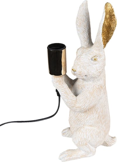 Clayre & Eef Tafellamp Konijn 36 cm Wit Kunststof Bureaulamp