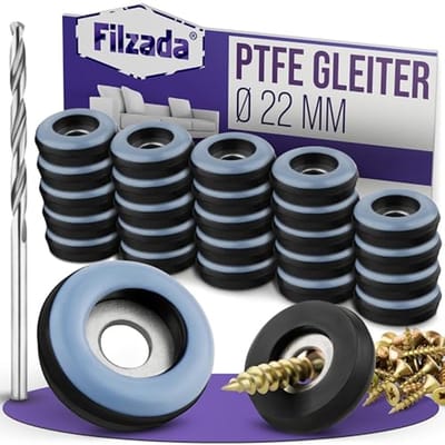 Teflon meubelglijders om te schroeven - 26 stuks - Ø 22 mm