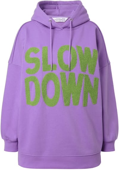 Studio Untold - Dames - Hoodie oversized towel-statementprint capuchon - Klasicky modrý fialový - Maat 46+