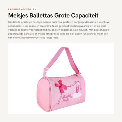 Dailygoods- Ballettas - Grote Capaciteit - Verstelbare Schouderband - Nylon - Dans - Meisjes - Met Borduursel - Dansrugzak