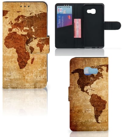 Samsung Galaxy A3 2017 Flip Cover Wereldkaart