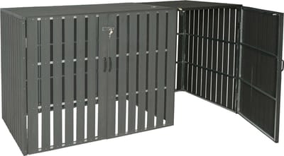 XL 1/2 WPC afvalbakdeksel uitbreiding MCW-J28, afvalbak, metaal houtlook ~ antraciet