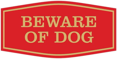 Hond Waarschuwingsbord - Huis Beveiliging - Huis Beschermen - Zelfklevende Strip - Medium 7x3.5 - Rood Goud