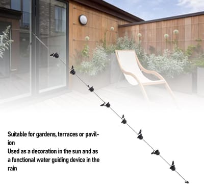 Regenketting Vogels - Watergeleider Decoratie - Tuin Aankleden - 8 Vogel en Potten - 2.4 Meter - Antiek Koper
