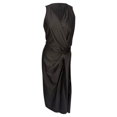 Rick Owens mouwloze midi-jurk met plooien in zwart katoen