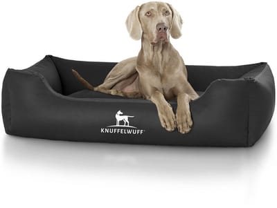 Knuffelwuff kunstleer hondenbed Sidney XXL 120 x 85cm zwart