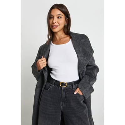 boohoo Dames Ovaal gesp detailriem | Zwart | Maat: Medium/Large