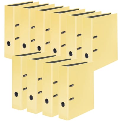 Falken 10 stuks PastellColor Ordner. Made in Germany. 8 cm breed DIN A4 pastelkleurig vanille_geel ringband dossiermap briefmap kantoormap kunststof mapleufmap motiefmap