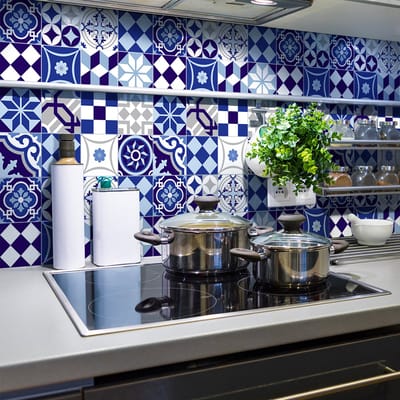 Zelfklevende tegelmuurstickers voor keuken en badkamer - 24 Duitse Azulejo tegelstickers - 24 stickers 10x10cm