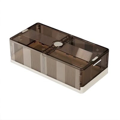 Bedbodem Opbergdoos 2-Stuks - Voor Slaapkamer & Bed - Opvouwbaar Met Wielen & Stofdicht - Transparant Kunststof - Transparent Bruin