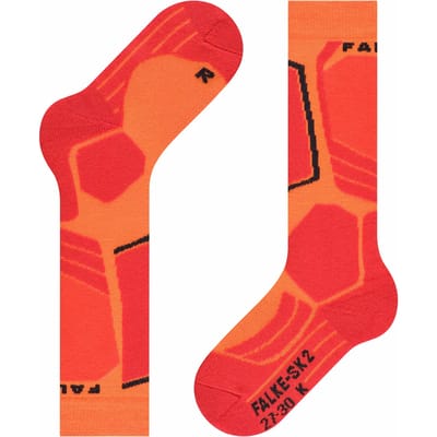 FALKE SK2 warm dik wol functioneel materiaal skisokken kinderen orange - maat 27-30