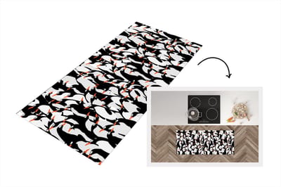 Keukenloper - Loper keuken - Pinguïns - Dieren - Patronen - Zentangle - 120x50 cm - Keukenloper vinyl