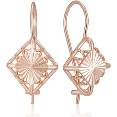 Boucles d'oreilles pendantes longues couleur or rose inhabituel pour femmes, accessoires géométriques fleur creuse, bijoux quotidiens vintage beige