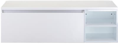 Frozen Badmeubelset 140 cm - Greeplijst in Kleur - Wastafel Regaalkast met Bovenblad Wit Hoogglans