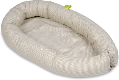 Baby nestje - beige - geruit - met uitneembaar matras