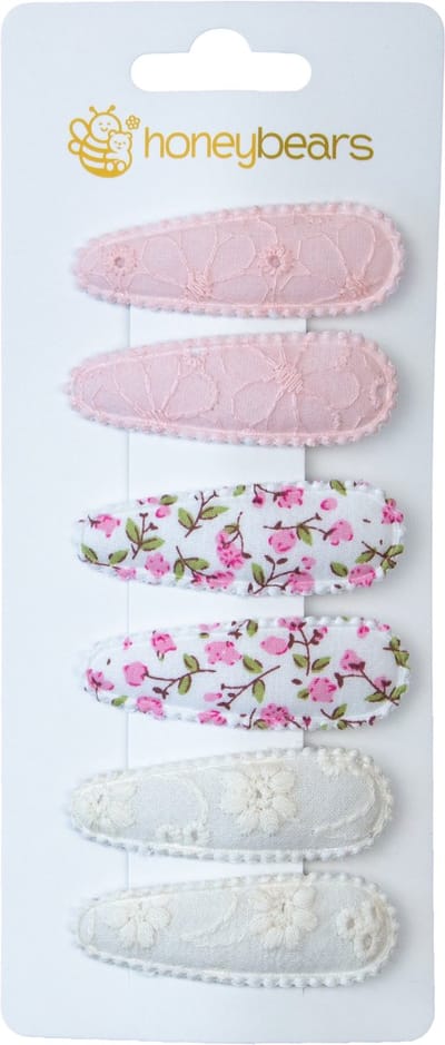 Honeybears haaraccessoires kind set van 6 – Haarspeldjes – Kraamcadeau – Haar accessoires kind - Haar speldjes kinderen – Baby knipjes