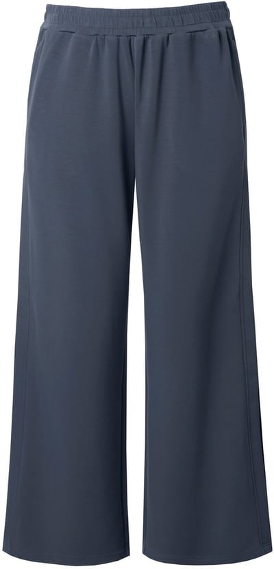 Ulla Popken - Dames - Trainingsbroek zijsplit wijde pijpen elastische tailleband - Vulkaangrijs - Maat 42+