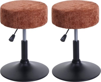 Set van 2 krukken MCW-C22, kruk make-up kruk, in hoogte verstelbaar draaibaar Ø 37cm stof chenille (465g/m²) ~ terracotta