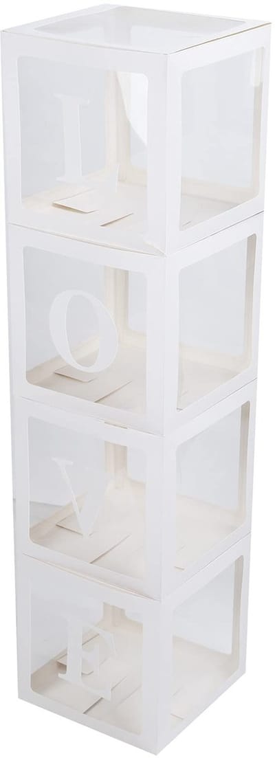 Dailygoods- Ballonbox Transparant - 4 Stuks - Herbruikbaar - Duurzaam - Decoratieve Dozen - Voor Verjaardagsdecoratie - Decoratiebox