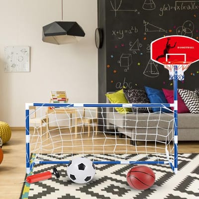 Sportactiviteitencentrum - Kinderspel - Binnen spelen - 2-in-1 functie - 122 cm hoog - Multicolor