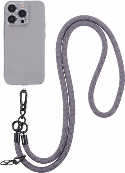 Coverup Crossbody Telefoonkoord 120cm met Sleutelhanger - 8mm Nylon Koord - Grijs
