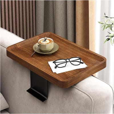 Bank Armleuning Tafel - Lade Dienblad - Ontspannen op bank - Verstelbare clip - 385x265cm - Walnoot