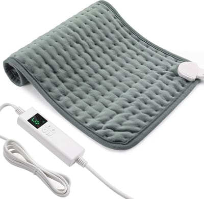 Elektrisch Verwarmingskussen - Grijs - 30 x 60 cm - Zacht Polyester met 6 Warmteniveaus - Voor Rug, Nek en Schouders