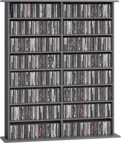 HOMCOM CD-opbergkast - Spaanplaat - 106,5x24x126,3cm - Grijs