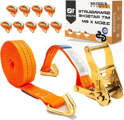 Ratelbanden Set - Spanbanden met Ratel - Zekeringslast Transport - TÜV/GS Gecertificeerd - 6m x 35mm 2000kg - Oranje
