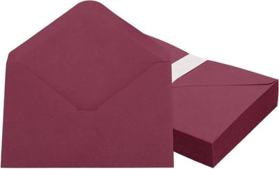 7x5 inch uitnodiging enveloppen, 50 stuks A7 wenskaart enveloppen voor bruiloft, verjaardag en afstuderen, wijnrood V-flap kaarthoezen voor feestelijke verzending