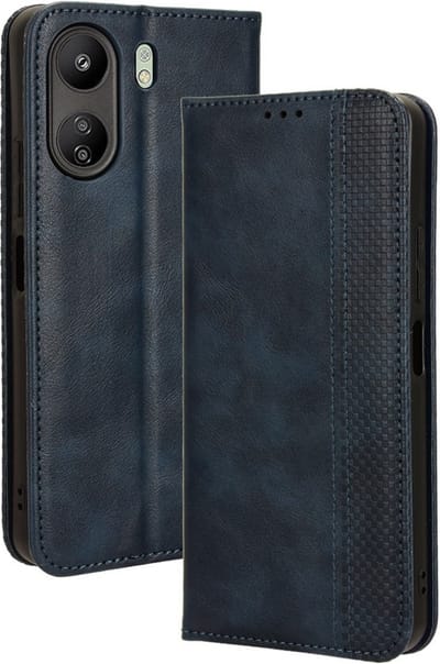 Coverup Hoesje - Geschikt voor Xiaomi Redmi 13C / Poco C65 Hoesje - Coverup Vintage Style Book Case - Blauw